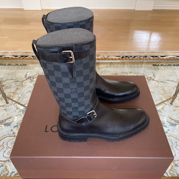 LOUIS VUITTON DAMIER GRAPHITE MEN’S BOOTS. RATE. NIB. LV SIZE 8. - Picture 5 of 5